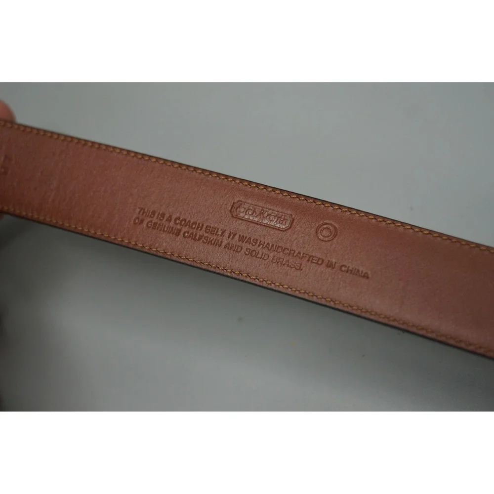 Coach Mens Mahogany Brown Calfskin Leather Belt Solid Brass Buckle Size 40 5953